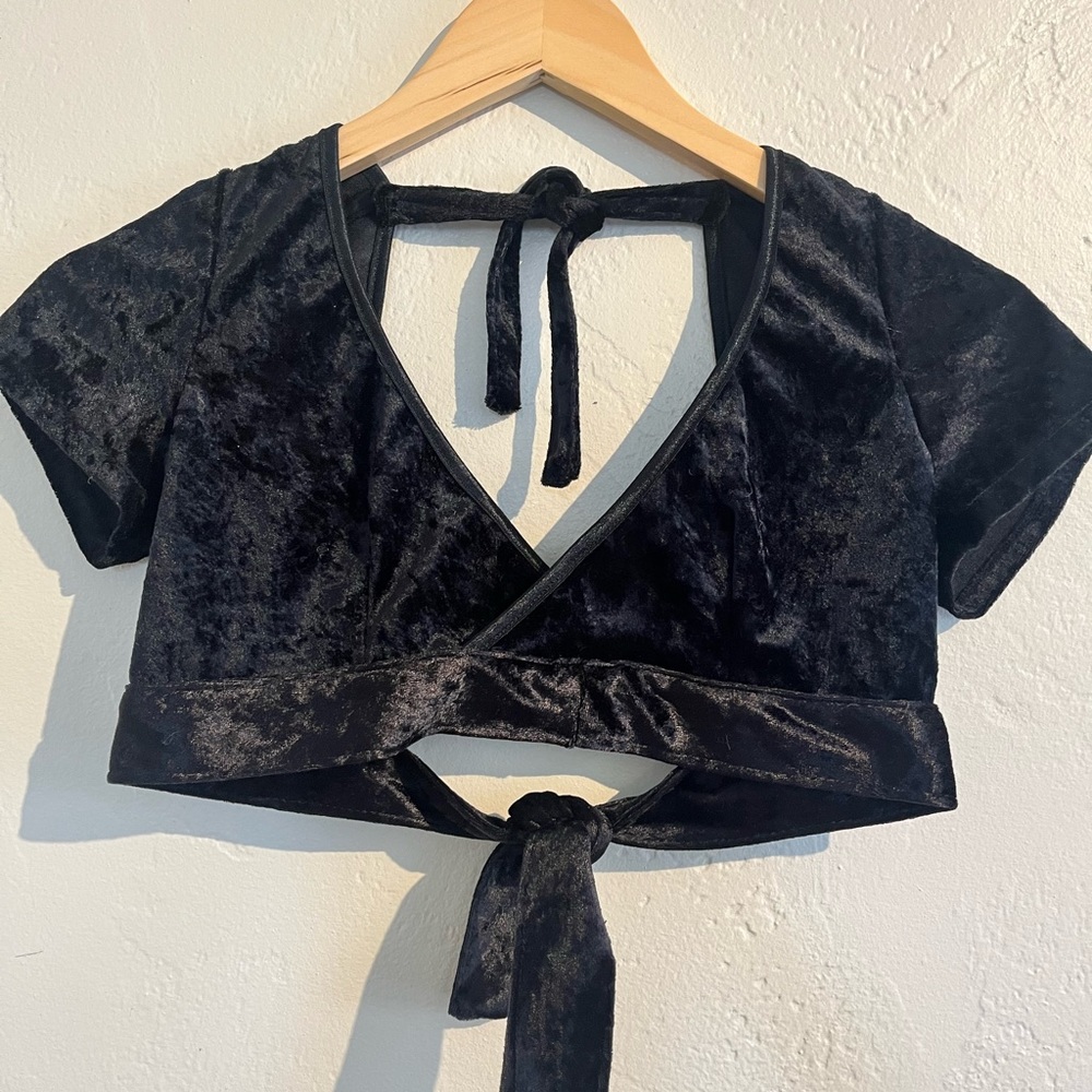 Women Harem Pants - Black Velvet Tie Detail (Unknown Brand)